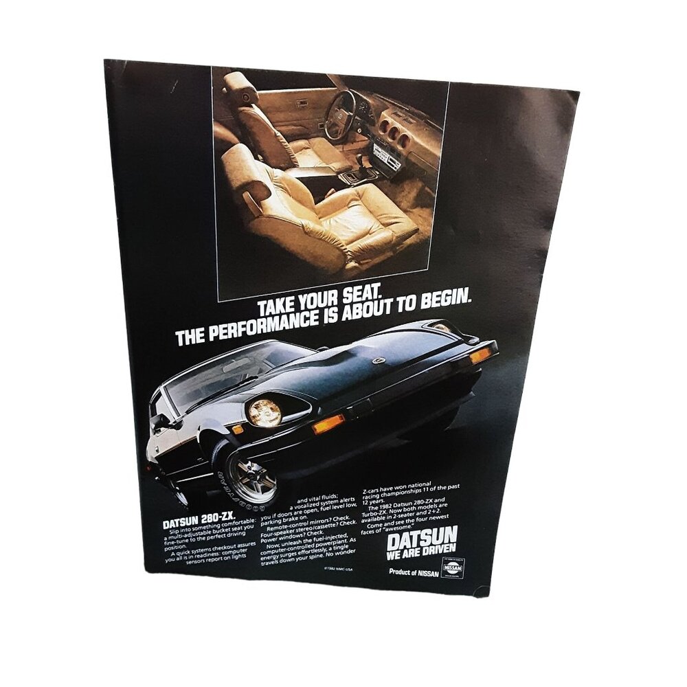 1982 Datsun 280 ZX Car Take Your Seat Original Print Ad vintage 80s
